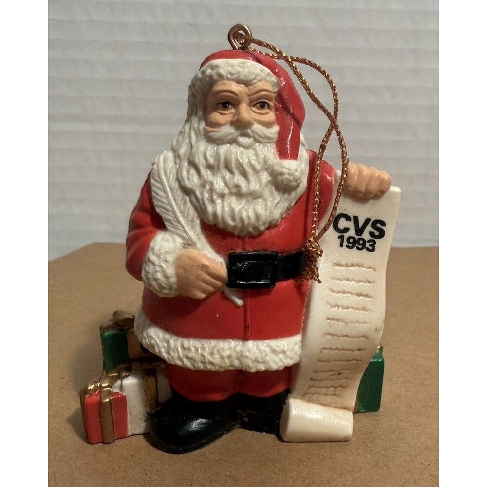 CVS 1993 Santa Claus With List Christmas Plastic Ornament By Flambro Imports